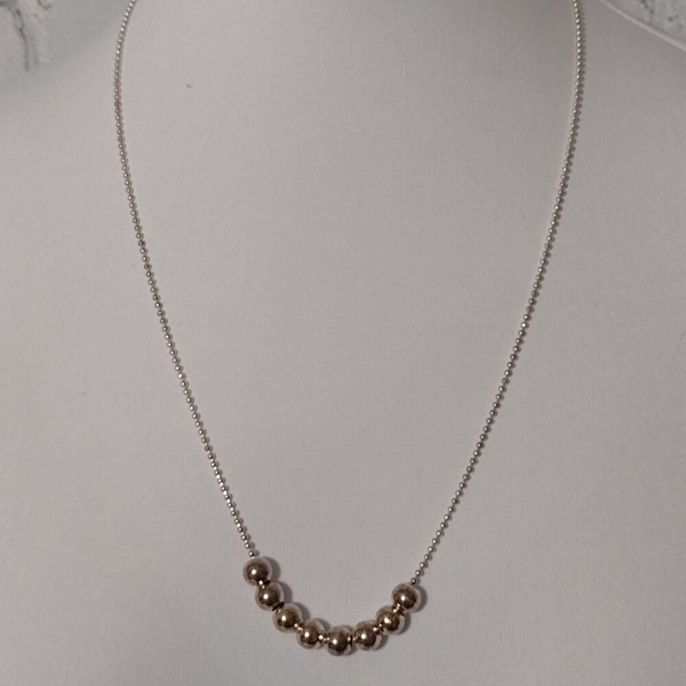 Classic 80s Style Sterling Silver 925 Floating Beads Necklace 23 Inch